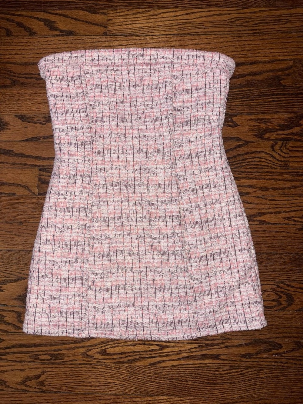 Altar'd State Pink Strapless Tweed Mini Dress